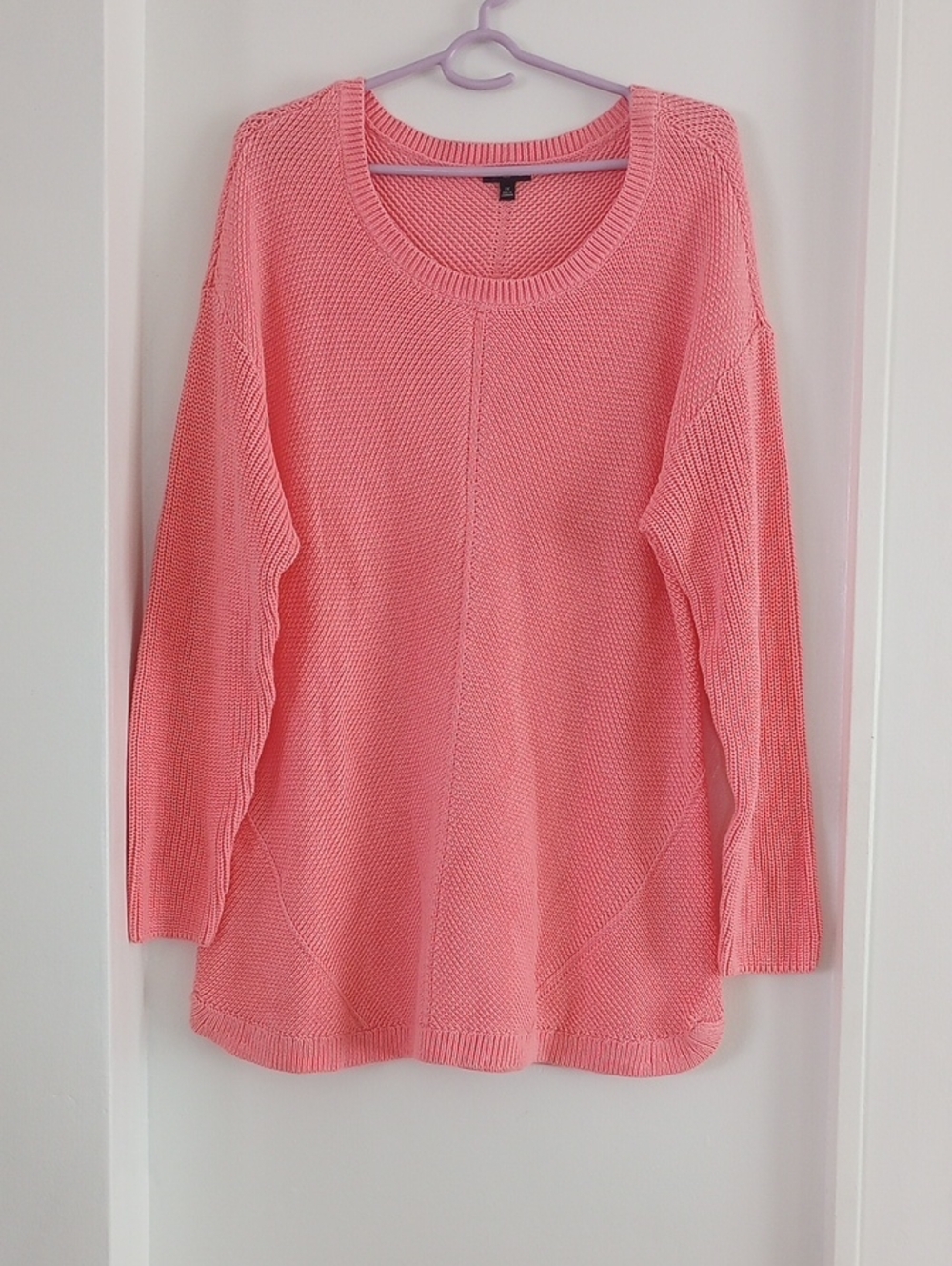 Talbots 100% Pima Cotton Coral Pink Scoop-Neck Cable Knit Sweater Size 1X